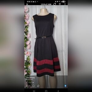 Elegant Black and Burgandy Women's Dress